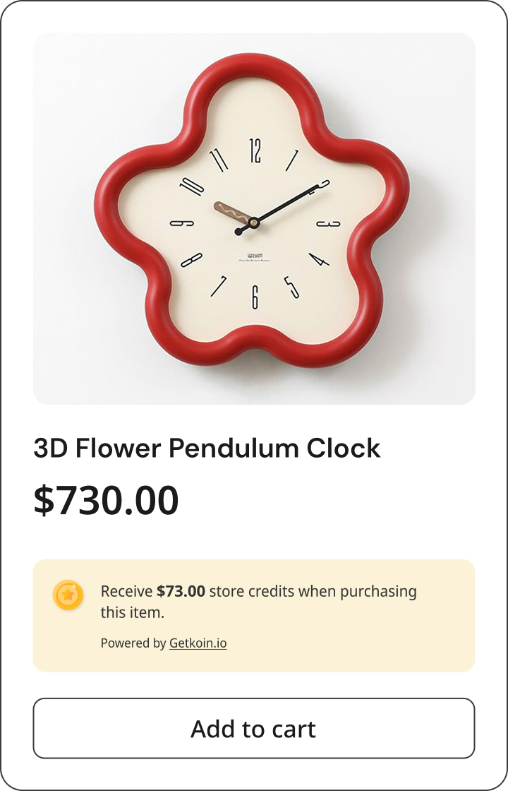 3D Flower Pendulum Clock with red frame and white face on a light gray background